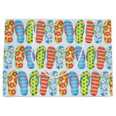 かわいい夏のビーチサンダルパターン ラージペーパーバッグ (正面)