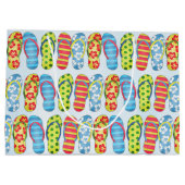 かわいい夏のビーチサンダルパターン ラージペーパーバッグ (裏面)