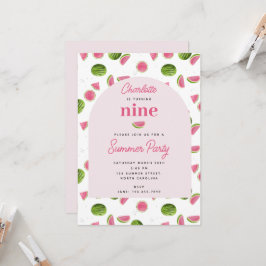かわいい夏のピンクの女の子の誕生日 わたあめ 招待状