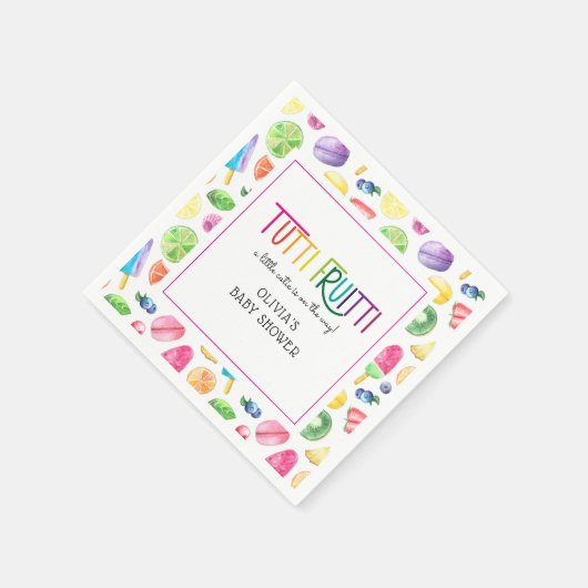 かわいい夏のフルーツフティフルーティフルーティベビーシャワー スタンダードカクテルナプキン (角)