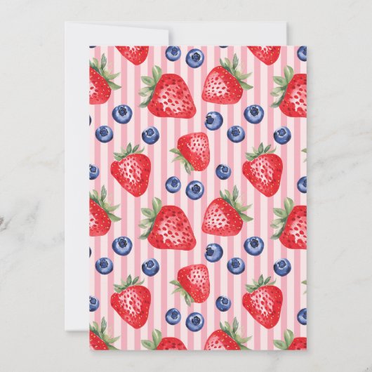 かわいい夏のフルーツベリー最初の誕生日パーティー 招待状 (裏面)