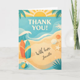 かわいい夏のプールパーティーありがとうビーチトロピカル カード