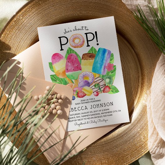 かわいい夏のポプシクル&スイートトリートベビーシャワー 招待状