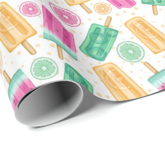 かわいい夏のレトロパステルアイスクリームパターン ラッピングペーパー (ロールコーナー)