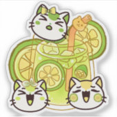 かわいい夏のレモネード猫 シール (正面)