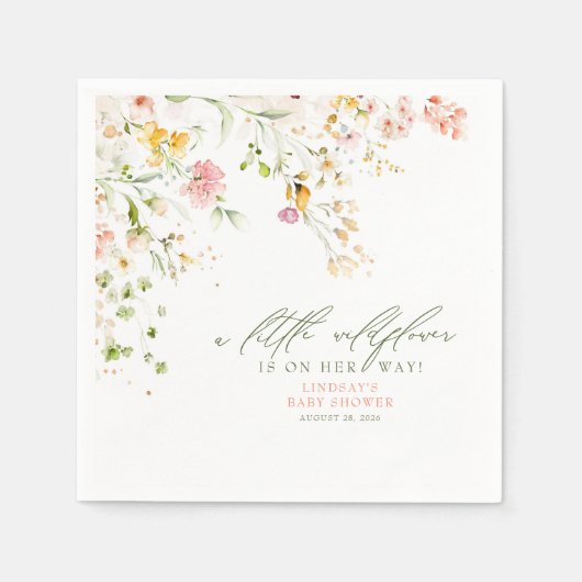 かわいい夏のワイルドフラワーベビーシャワー スタンダードカクテルナプキン (正面)