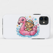 かわいい夏の仔犬フラミンゴプールフロートステッカー Case-Mate iPhoneケース (裏面(横))