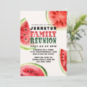 かわいい夏の家族の集まり 水彩イラストのワ watermelon 招待状 (スタンド正面)
