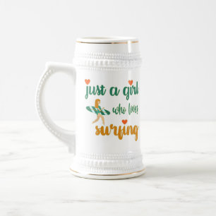 かわいい夏の引用文サーフィンが大好きな女の子 ビールジョッキ