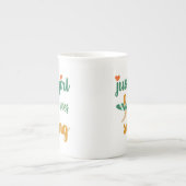 かわいい夏の引用文サーフィンが大好きな女の子 ボーンチャイナマグカップ (正面)