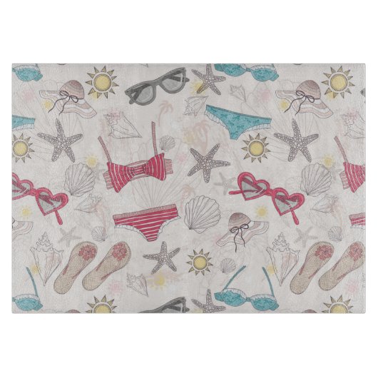 かわいい夏の抽象芸術パターン カッティングボード (正面)