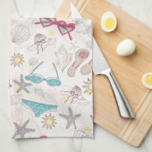 かわいい夏の抽象芸術パターン キッチンタオル (四つ折り)