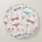 かわいい夏の抽象芸術パターン ラウンドクッション (裏面)