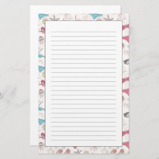 かわいい夏の抽象芸術 便箋 (正面/裏面)