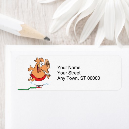 かわいい夏の散水豚 ラベル (インサイチュ)