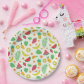 かわいい夏の果物と熱帯葉の模様 ペーパープレート (パーティー)