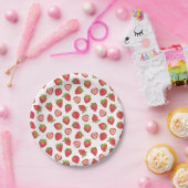 かわいい夏の果物イチゴ柄 ペーパープレート (パーティー)