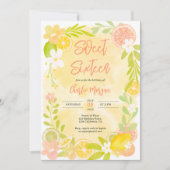 かわいい夏の柑橘類の花の水彩画 スイート16 招待状 (正面)