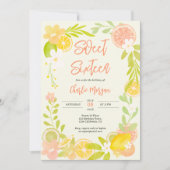 かわいい夏の柑橘類フローラの水色の甘い16 招待状 (正面)