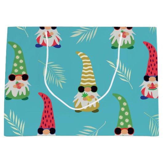 かわいい夏の格言はフルーツ柄 ラージペーパーバッグ (正面)