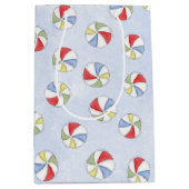 かわいい夏の水のカラープールパターン ミディアムペーパーバッグ (正面)