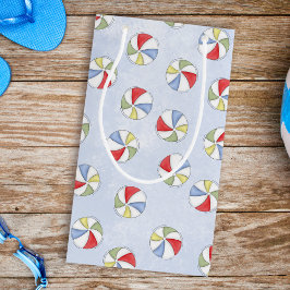 かわいい夏の水色のビーチ玉 スモールペーパーバッグ