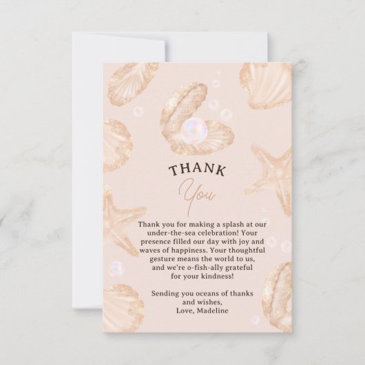 かわいい夏の海小さな真珠の赤ちゃんシャワー サンキューカード (正面)