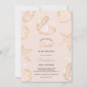 かわいい夏の海小さな真珠の赤ちゃんシャワー 招待状 (正面)