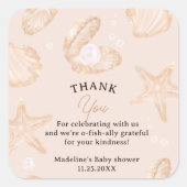 かわいい夏の海小さな真珠の赤ちゃん感謝していシャワー スクエアシール (正面)