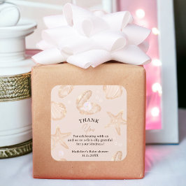 かわいい夏の海小さな真珠の赤ちゃん感謝していシャワー スクエアシール