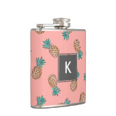かわいい夏の熱帯フェイクな金ゴールドのパイナップルパターン フラスク (右)