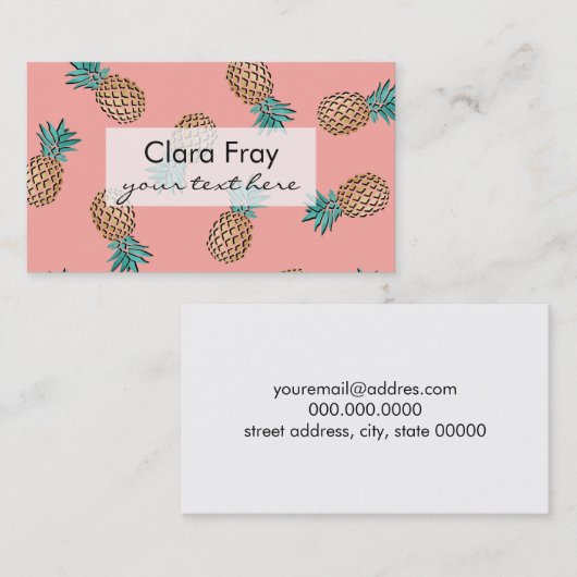 かわいい夏の熱帯フェイクな金ゴールドのパイナップルパターン 名刺 (正面/裏面)