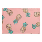 かわいい夏の熱帯フェイクな金ゴールドのパイナップルパターン 枕カバー (裏面)