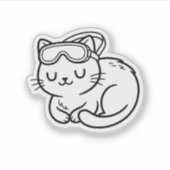 かわいい夏の猫のスイマーぬりえ シール (正面)