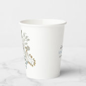 かわいい夏の花のブルー ピンク ベージュのスクエア 紙コップ (左)