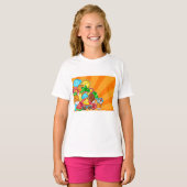 かわいい夏の落書き 太陽 ビーチ トロピカル Tシャツ (正面フル)