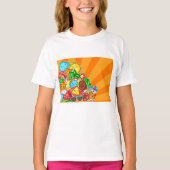 かわいい夏の落書き 太陽 ビーチ トロピカル Tシャツ (正面)