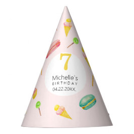 かわいい夏の誕生日パーティーの水彩イラスト パーティーハット