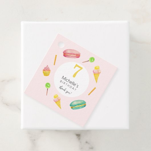 かわいい夏の誕生日パーティーウォーターカラーイラストレーション フェイバータグ (インサイチュ)