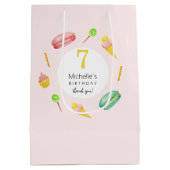 かわいい夏の誕生日パーティーウォーターカラーイラストレーション ミディアムペーパーバッグ (裏面)
