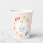 かわいい夏の誕生日パーティーウォーターカラーイラストレーション 紙コップ (裏面)