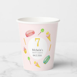 かわいい夏の誕生日パーティーウォーターカラーイラストレーション 紙コップ