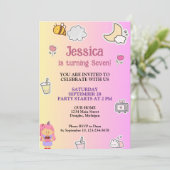 かわいい夏の誕生日パーティー 招待状 (スタンド正面)