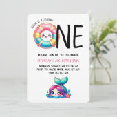 かわいい夏の1歳誕生日パーティー招待状 招待状 (スタンド正面)