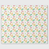 かわいい夏キャンディーアイスクリームウォーターカラーパターン ラッピングペーパー (フラット)