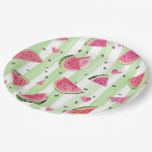 かわいい夏ピンクのスイカ、かわいいフルーツ ペーパープレート (アングル)