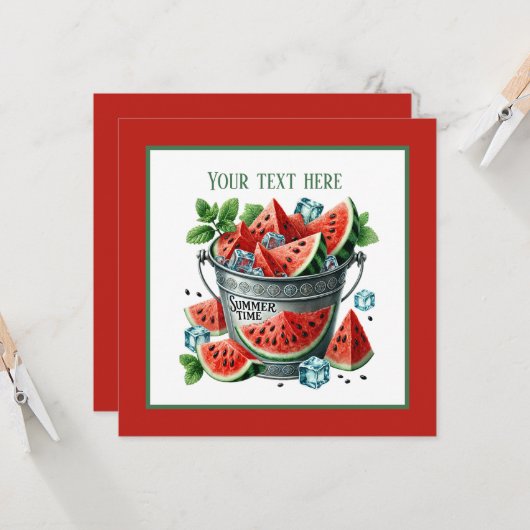 かわいい夏期スイカパーティー 招待状 (正面/裏面インサイチュ)