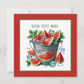 かわいい夏期スイカパーティー 招待状 (正面)