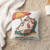 かわいい夏猫枕 – 暑すぎて気にしない面白い枕 クッション (ブランケット)
