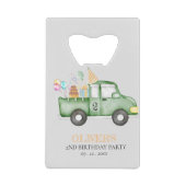 かわいい夕暮れグリーンANY AGE誕生日パーティー クレジットカード栓抜き (正面)